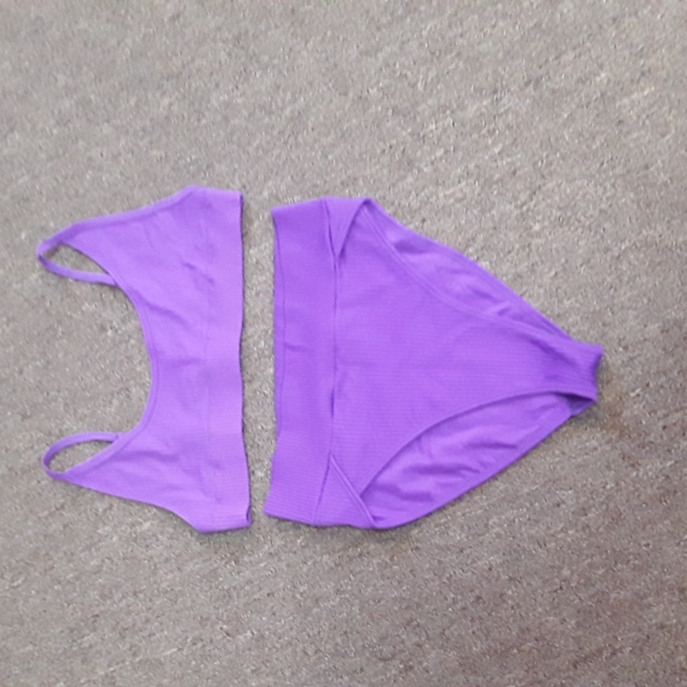 Urban Outfitters Purple Ribbed High-Waist Bikini Set